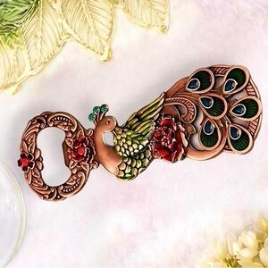 Handcrafted Vintage-Style Copper Rose Gold Peacock Bottle Opener Barware Gift